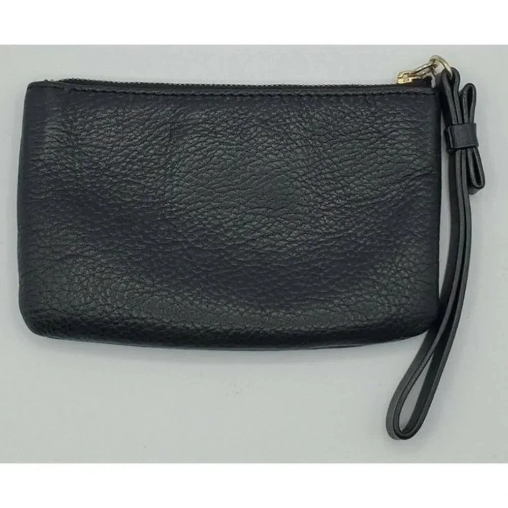 Kate Spade Black Pebble Leather Small Zip Wristlet